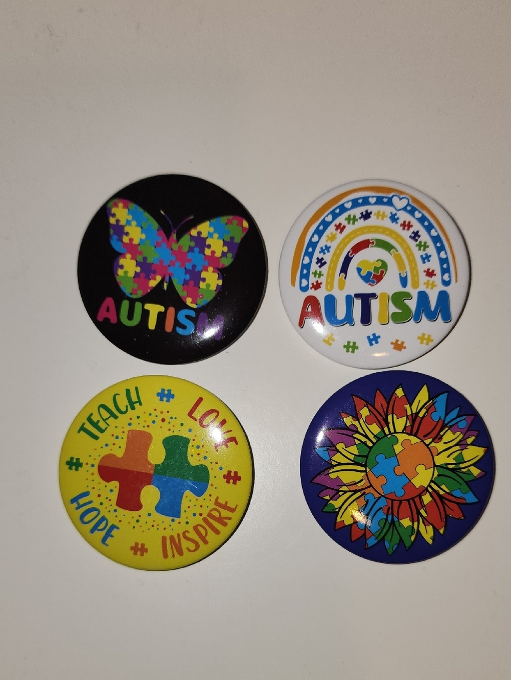 Autism Awareness Puzzle Pin Buttons - Colorful Multi-Color Set - Picture 1 of 2